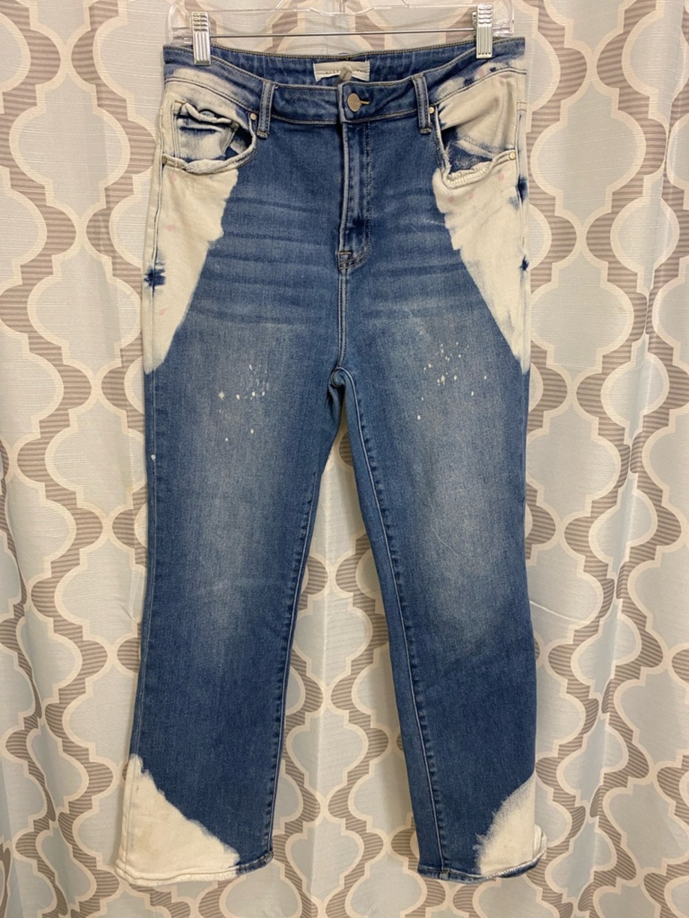 Risen Two-Tone Bleached Blue Wide-Leg Jeans 15/32 - Picture 4 of 7